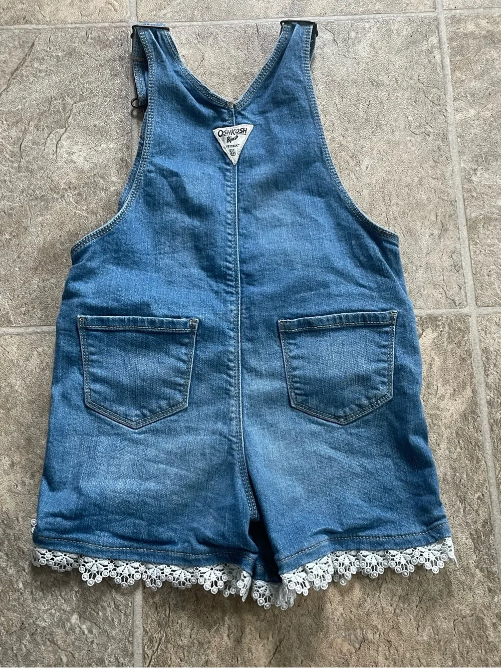 OshKosh Denim Shortalls with Lace Trim